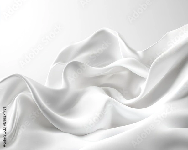 Fototapeta Elegant White Silk Fabric Flowing Smoothly in Abstract Waves Pattern