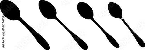 Fototapeta Spoon vectors collection black and white, Vector of table spoons set design
