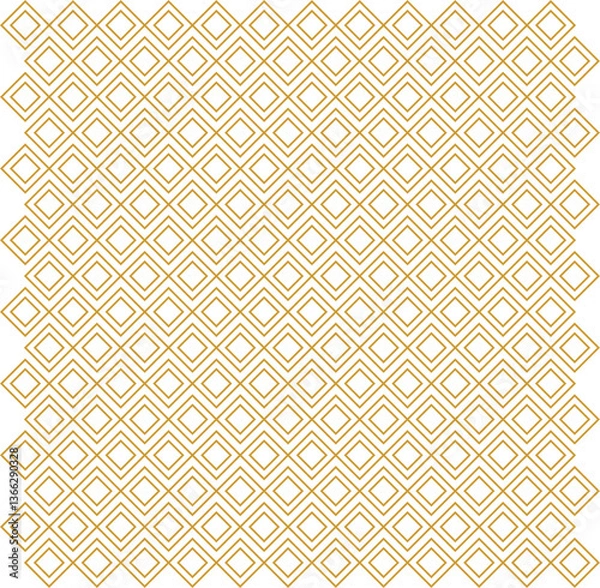 Fototapeta Seamless golden diamond geometric pattern on white. Modern abstract background ideal for wallpapers, textiles, and elegant packaging.