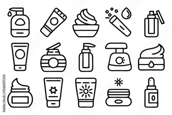 Obraz skin care editable stroke outline icons set