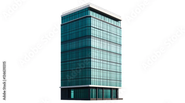 Obraz Modern architecture skyscraper exterior with glass facade, cut out transparent