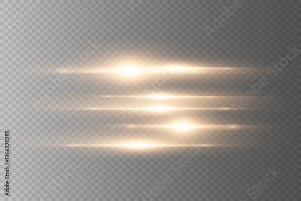 Fototapeta Flashes and glare of gold color, glove line.Neon light.Abstract light background.Vector.