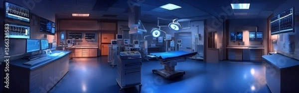 Fototapeta Surgical Team Performing an Operation in a High-Tech Operating Room