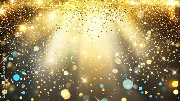 Fototapeta Golden glitter spotlight, celebration background