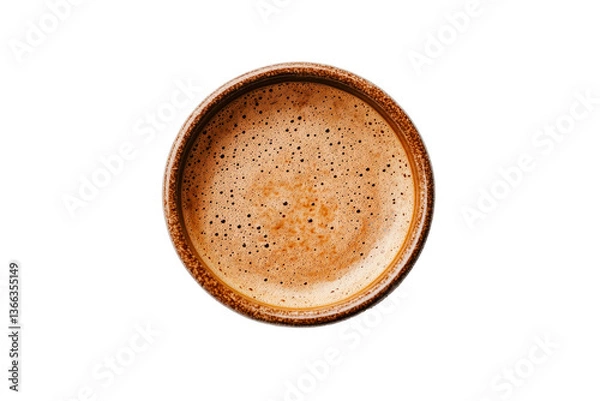 Fototapeta Espresso top-down view, coffee with crema, cut out transparent