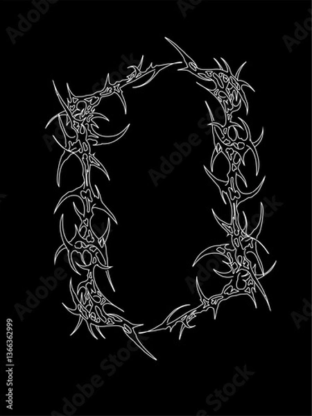 Obraz neo tribal sharp, intertwined barbed elements, perfect for tattoo and gothic frame typography