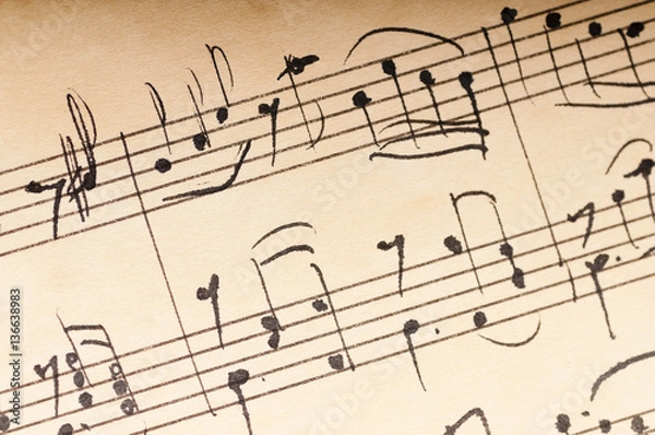 Obraz Old music sheet. Manuscript. Macro