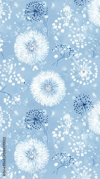 Fototapeta Blue fireworks burst seamless pattern abstract radial star shapes soft minimal background celebration texture festive repeat design light explosion circular form motion graphic sky element clean