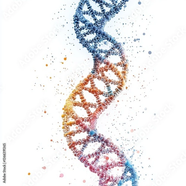 Fototapeta Isolated DNA genome structures showcasing intricate molecular design on a white background highlighting genetic and scientific elements