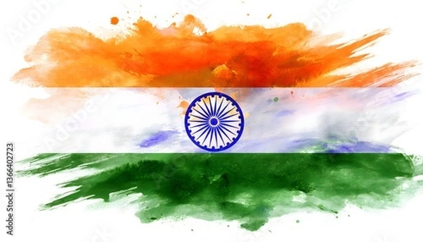Obraz India flag, isolated on a white background with copy space for text