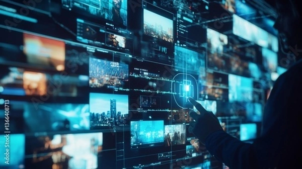 Obraz An AI powered system enhancing video editing by analyzing footage data, AI-assisted scene selection, and real-time editing suggestions for faster content creation
