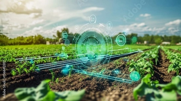 Obraz An AI powered system improving agricultural yields by analyzing soil data, AI-assisted crop predictions, and real-time weather tracking for better farming outcomes