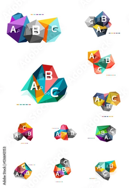 Fototapeta Moden low poly infographics template