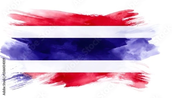 Obraz Thailand flag, isolated on a white background with copy space for text