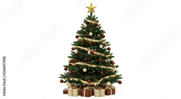 Obraz Isolated Decorated Christmas Tree