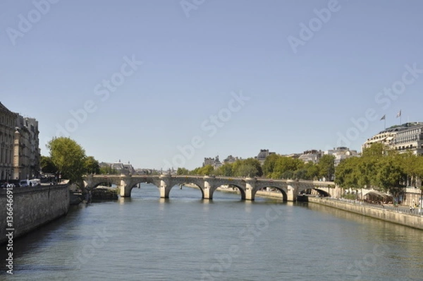Fototapeta riverboat on the Seine near the Pont Neuf