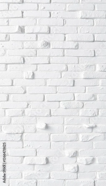 Fototapeta Clean whitewashed brick wall texture, rough surface, backdrop, aged, seamless