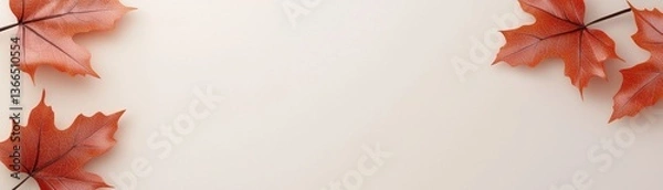 Fototapeta Autumn Leaves on Plain Background