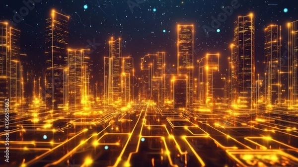 Fototapeta Cyber Cityscape