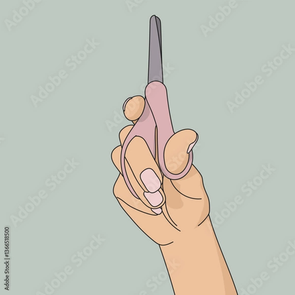 Obraz Pink scissors in hand vector illustration