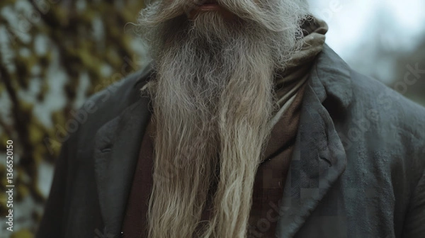 Obraz Elderly Man with Long Beard in Cloak