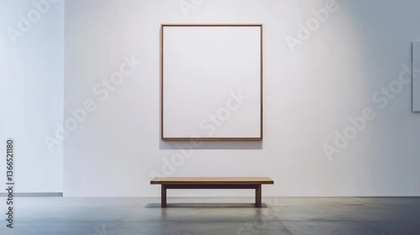 Obraz Empty Art Gallery Space with Frame and Bench for Mockups