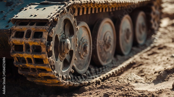 Obraz Muddy Tank Tracks on the Battlefield