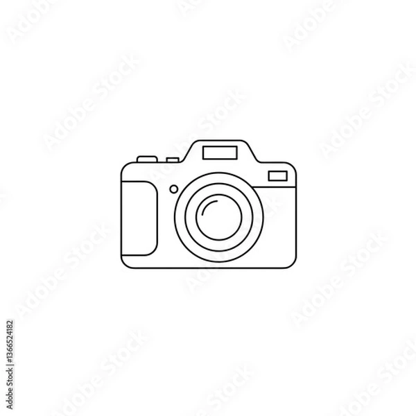 Obraz Outline Camera Icon, Simple Line Style, Transparent Background, Photography Symbol, UI/UX, Web Graphics