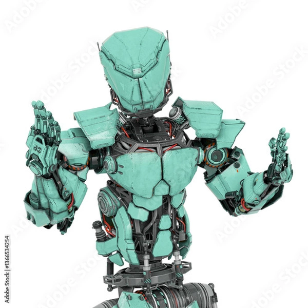 Fototapeta robot soldier is explaning