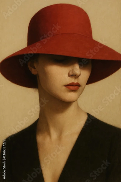 Fototapeta Elegant Woman in Red Hat