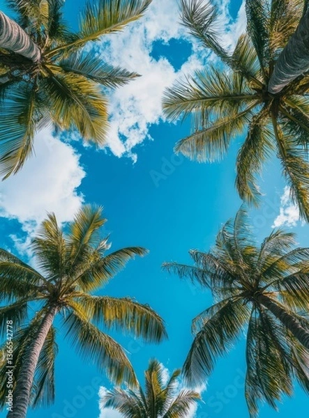 Fototapeta Tropical Palm Trees Skyward View (3)