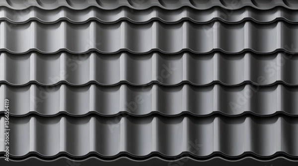 Fototapeta Close-up view of a modern roof tile design showcasing detailed patterns and textures in a neutral color scheme