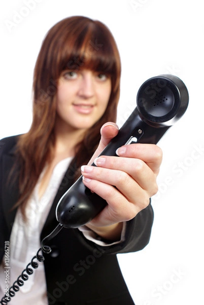 Fototapeta Call center operator smiling