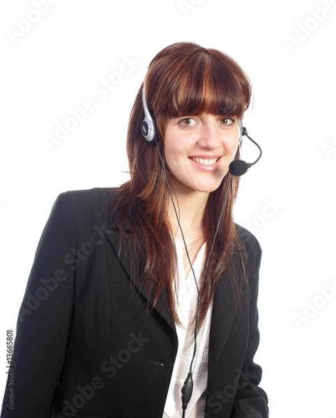 Fototapeta Call center operator smiling