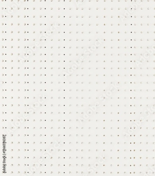 Fototapeta Clean, minimalist white pegboard texture background, workspace, abstract