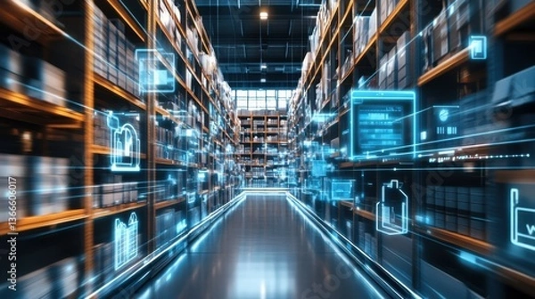 Fototapeta An AI powered system improving retail inventory management by analyzing sales data, AI-assisted demand forecasting, and real-time stock monitoring for optimized inventory control