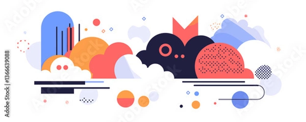 Obraz Abstract geometric cloudscape with colorful shapes and patterns, vector