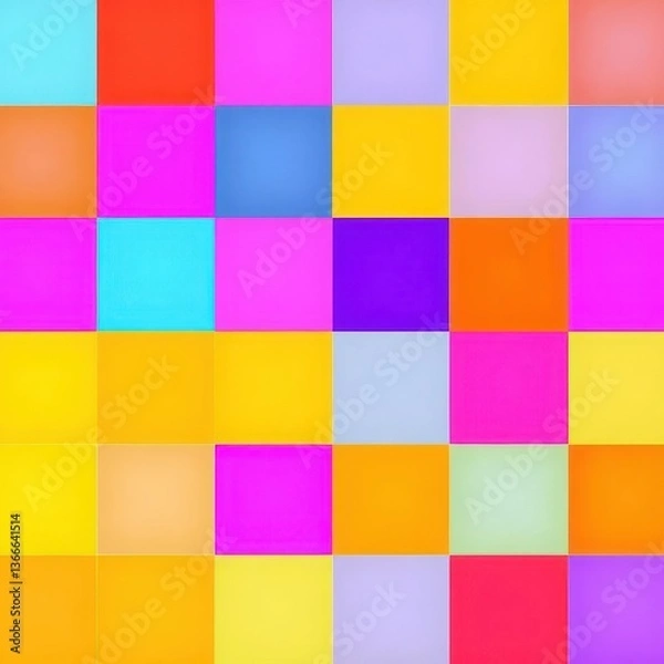 Fototapeta Abstract vibrant square pattern on white background, decoration, energy