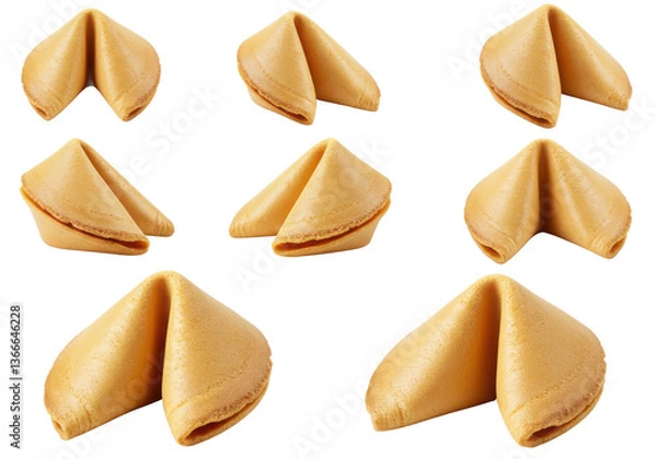 Fototapeta A collection of fortune cookies arranged in a grid pattern on a pixelated background for a simple design
