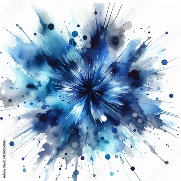 Obraz Abstract Watercolor Blue Explosion Splatter