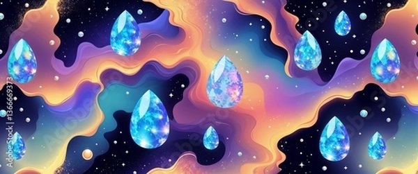 Fototapeta Opal gemstone shimmers vector pattern abstract design illustration background