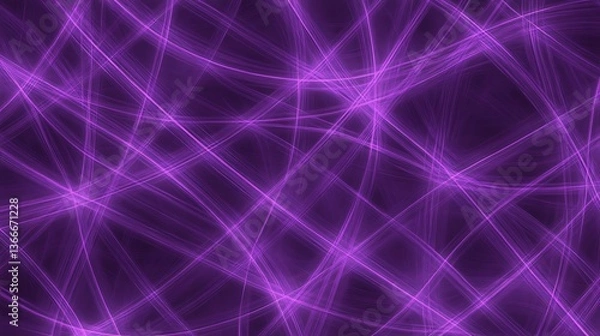 Fototapeta Glowing neon purple lines intertwine and form an abstract background design