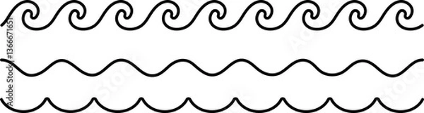 Obraz Wavy line vector set. Waves ornament collection.