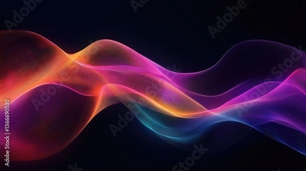 Fototapeta Abstract wave lines pattern dynamic colorful light flowing isolated on black background. concept of music, party, technology, modern. Abstract flowing wavy lines.