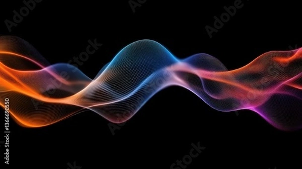 Fototapeta Abstract wave lines pattern dynamic colorful light flowing isolated on black background. concept of music, party, technology, modern. Abstract flowing wavy lines