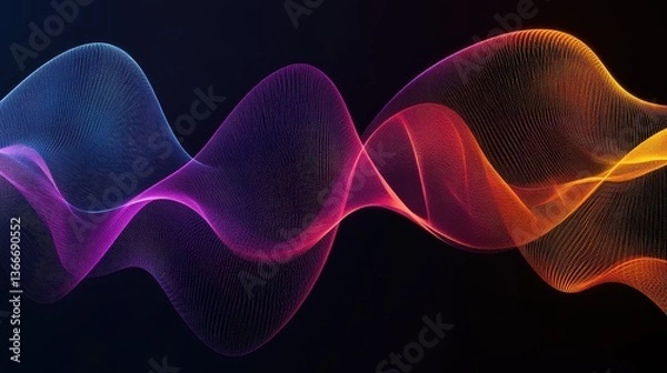 Fototapeta Abstract wave lines pattern dynamic colorful light flowing isolated on black background. concept of music, party, technology, modern. Abstract flowing wavy lines.
