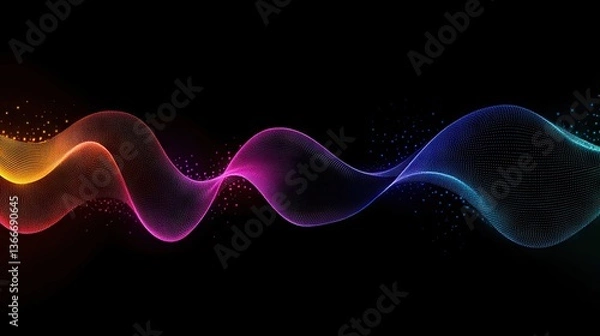 Fototapeta Abstract wave lines pattern dynamic colorful light flowing isolated on black background. concept of music, party, technology, modern. Abstract flowing wavy lines.