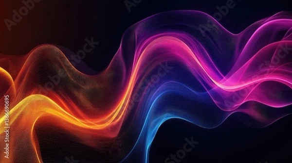 Fototapeta Abstract wave lines pattern dynamic colorful light flowing isolated on black background. concept of music, party, technology, modern. Abstract flowing wavy lines.