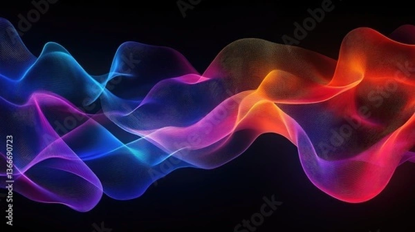 Fototapeta Abstract wave lines pattern dynamic colorful light flowing isolated on black background. concept of music, party, technology, modern. Abstract flowing wavy lines.
