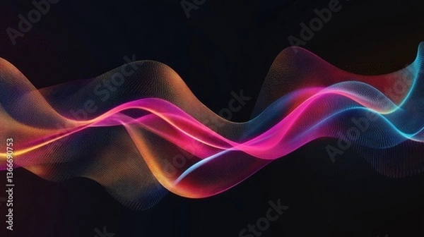 Fototapeta Abstract wave lines pattern dynamic colorful light flowing isolated on black background. concept of music, party, technology, modern. Abstract flowing wavy lines.